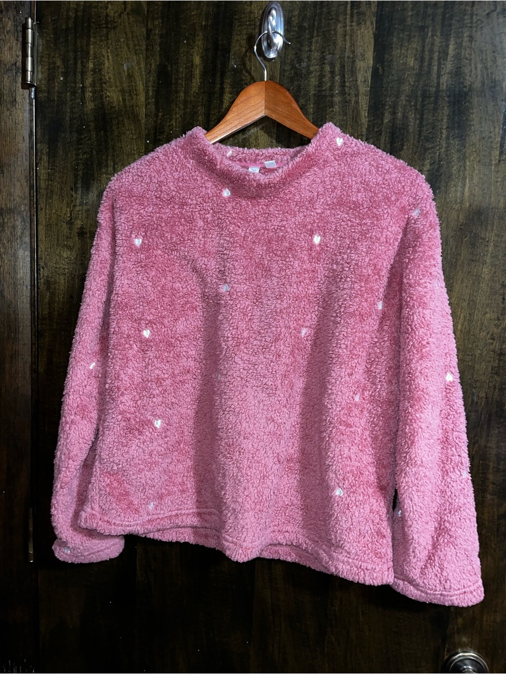 Joyspun Dark Blush Pink Sherpa Heart Matching Loungewear Set